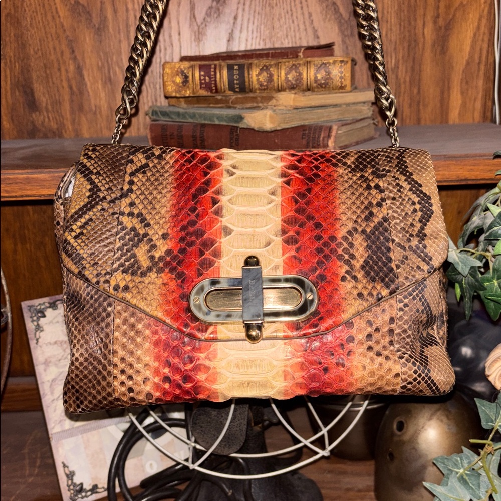 Authentic Bally Python Snake Skin Leather Shoulde… - image 1